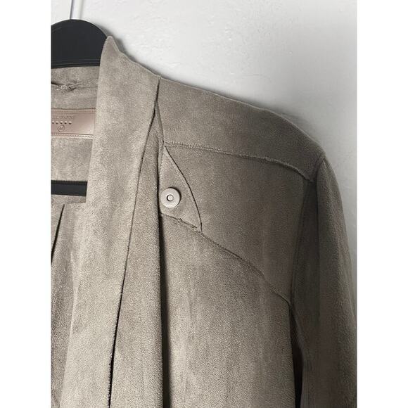 Blank NYC Women's Soft Faux Suede Drape Snap Moto Cardigan Jacket Waterfall Neck - Picture 7 of 14